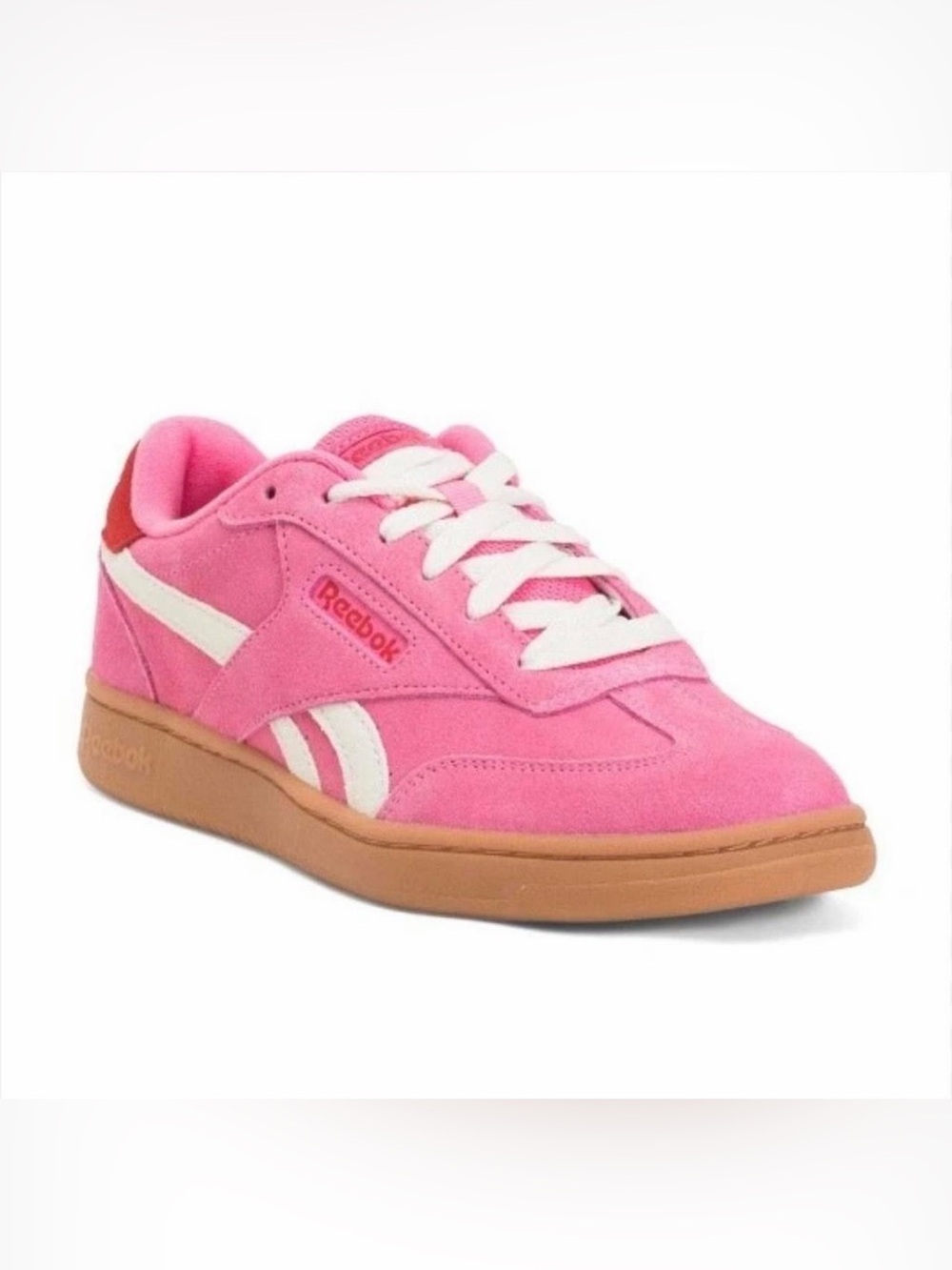 Reebok Pink Suede Low-Top Sneakers